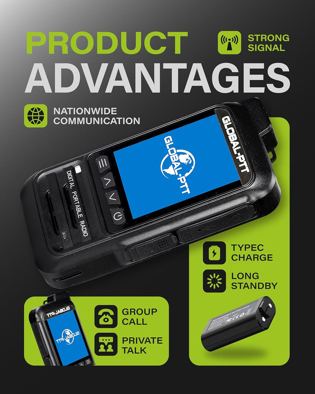 2-Pack Fast Radios Unlimited Range – Global PTT 4G Walkie Talkies with SIM Cards – Nationwide Coverage Communication Long Range PoC Two-Way Radios IP67 Waterproof Design (P0)
