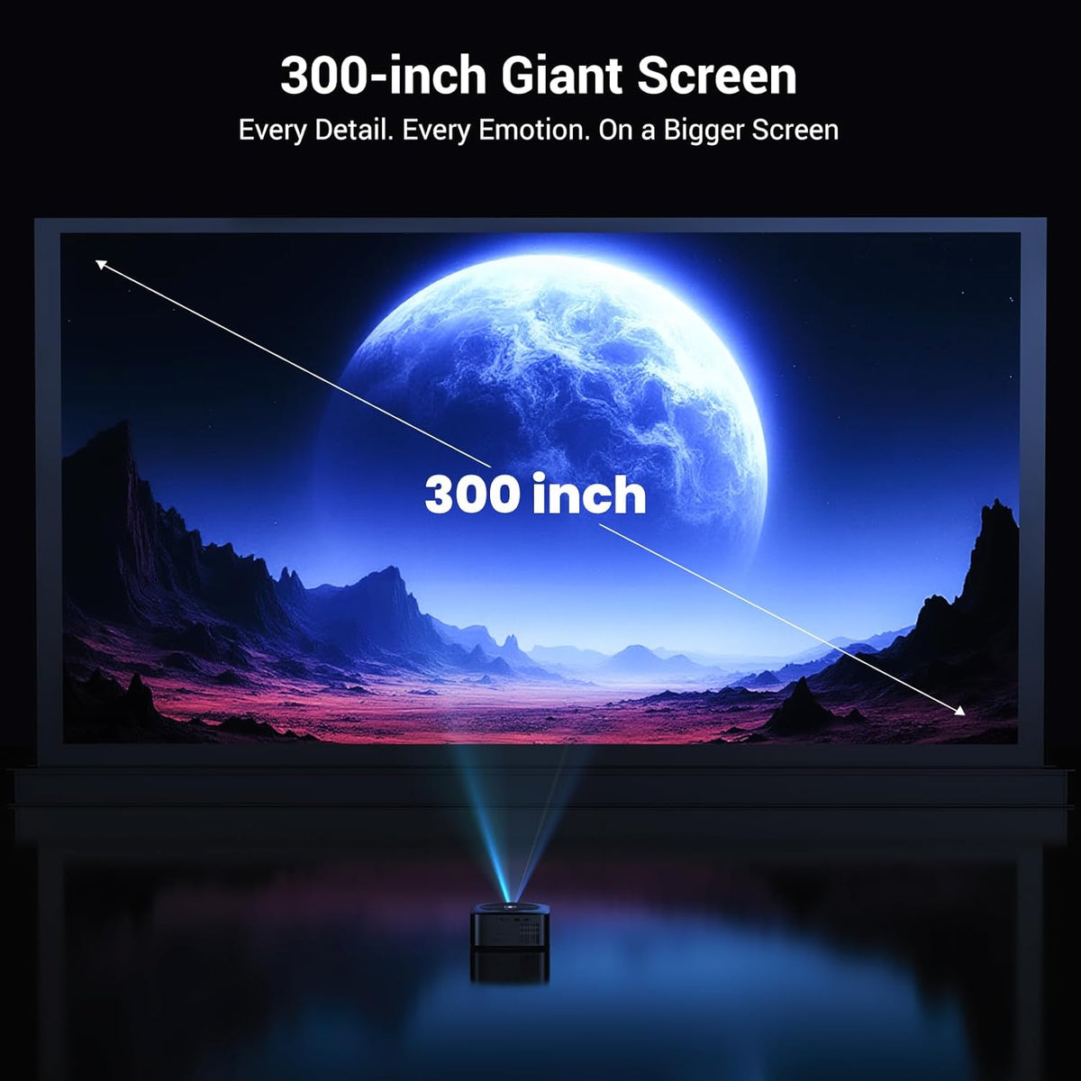 1500 ANSI Official Licensed Google TV Smart Projector, HAPPRUN 4K Full HD Home Theater with Auto Focus, Dolby Sound, Wi-Fi Bluetooth, Built-in Apps, Compatible with Phone & PC, Indoor & Outdoor Use