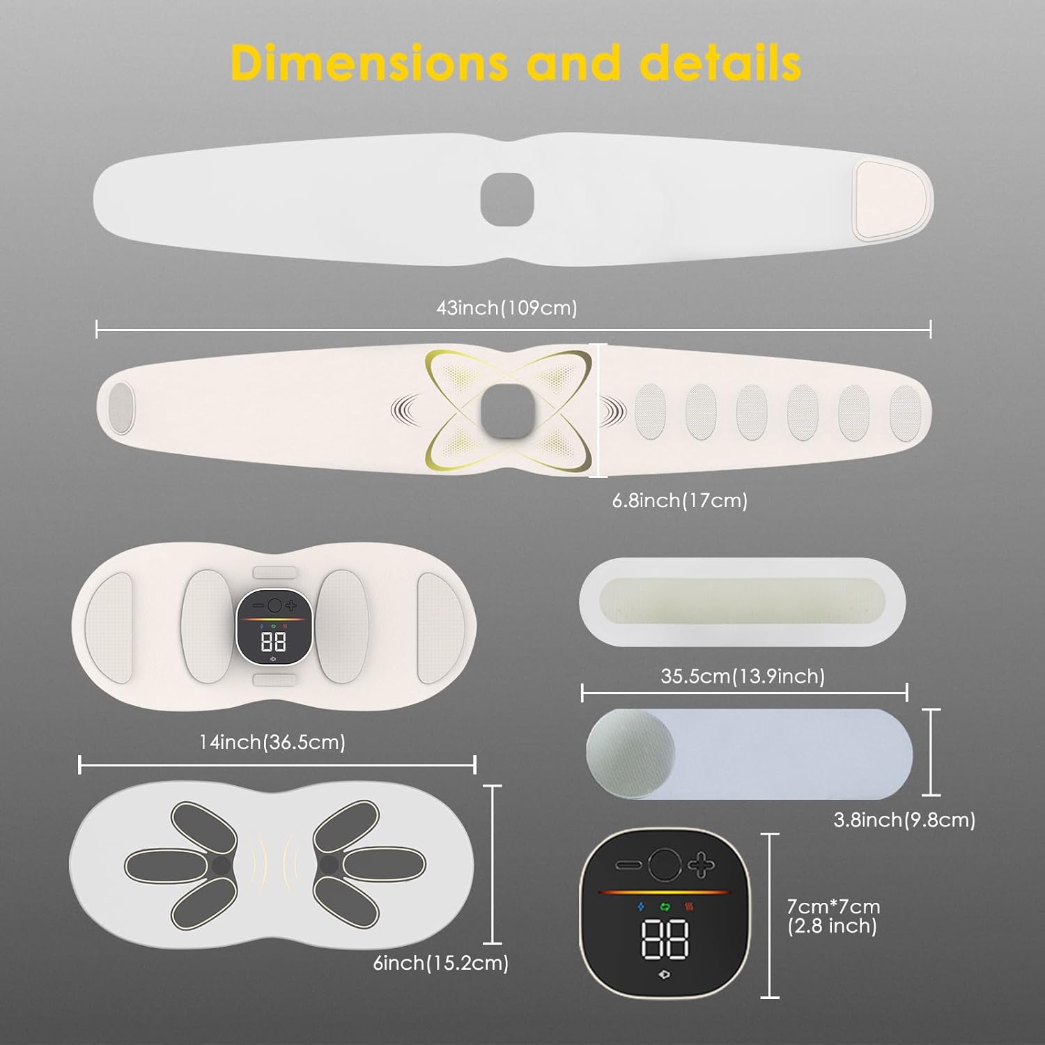 Abs Sculptor, Ab Toning Belt with Heating Pad for Stomach Cellulite Removal Fat Burning, ab Toner Machine for Belly Exercise Smooth & Firming, Lower Back Massager for Pain Relief Women Men Unisex