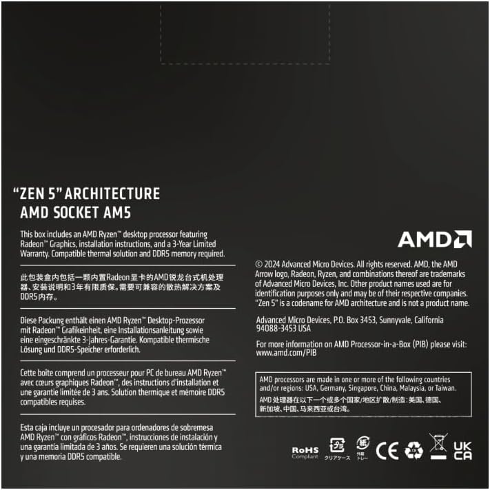 AMD Ryzen™ 5 9600X 6-Core, 12-Thread Unlocked Desktop Processor