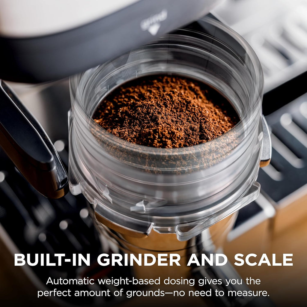 Ninja Luxe Café Premier 3-in-1 Espresso Machine, Drip Coffee, & Rapid Cold Brew | Built-in Coffee Grinder, Hands-Free Milk Frother, Assisted Tamper for Cappuccinos & Lattes | Stainless Steel | ES601