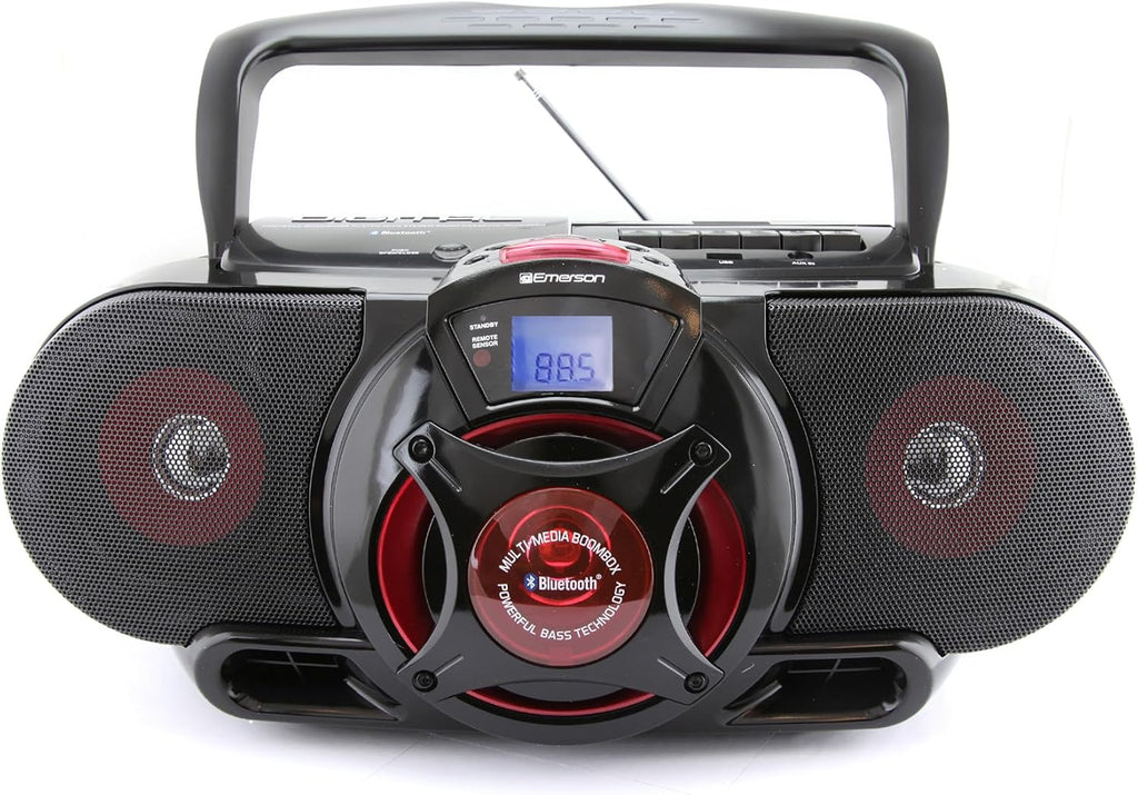 Emerson EPB-3002 Portable Bluetooth, MP3/CD AM/FM Stereo Radio Cassette Player/Recorder with Subwoofer and USB Input Boombox