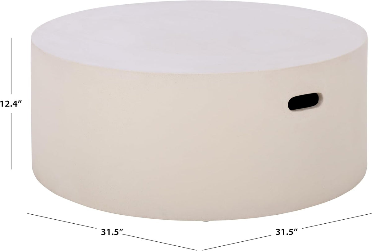 SAFAVIEH Outdoor - Georgia Round Coffee Table - White - Fully Assembled - Weather Resistant - Ideal for Deck, Patio, Backyard, 31.5" W x 31.5" D x 12.4" H (PAT1303C)