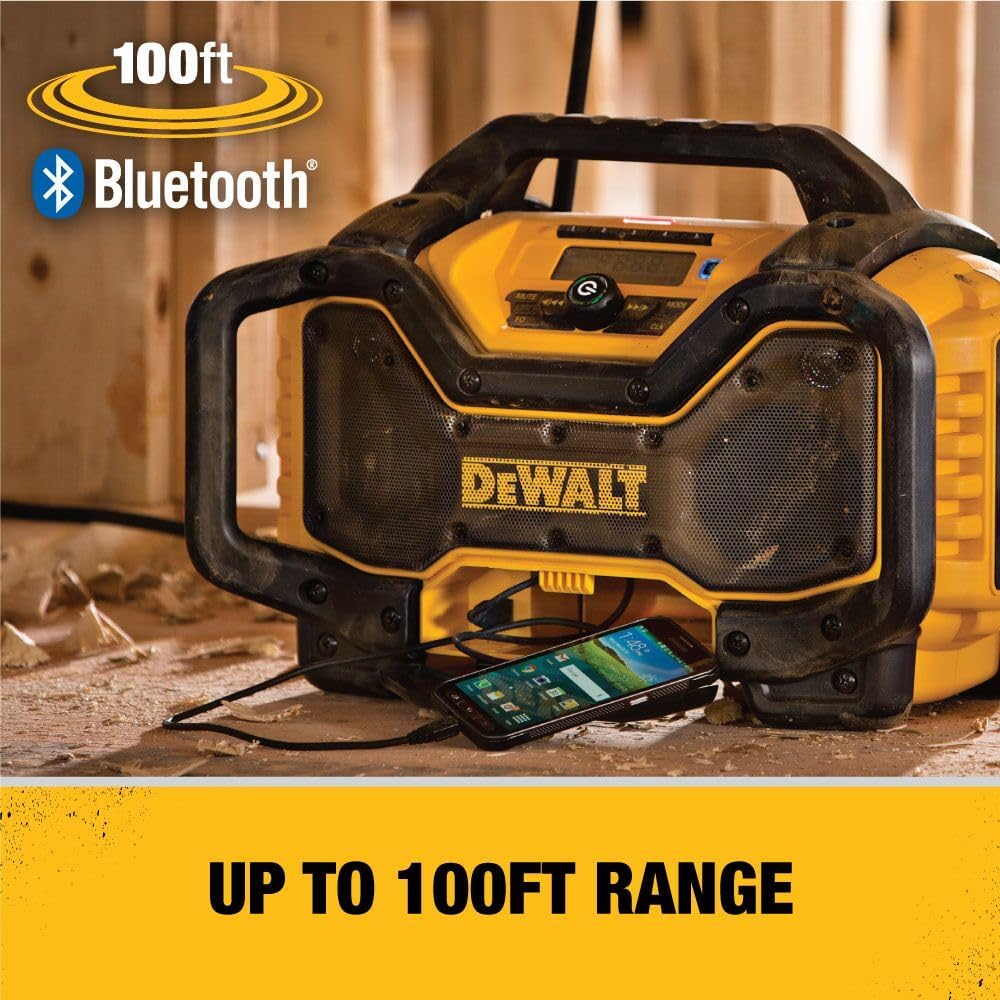 DEWALT 20V MAX Bluetooth Radio, 100 ft Range, Portable for Jobsites (DCR025)