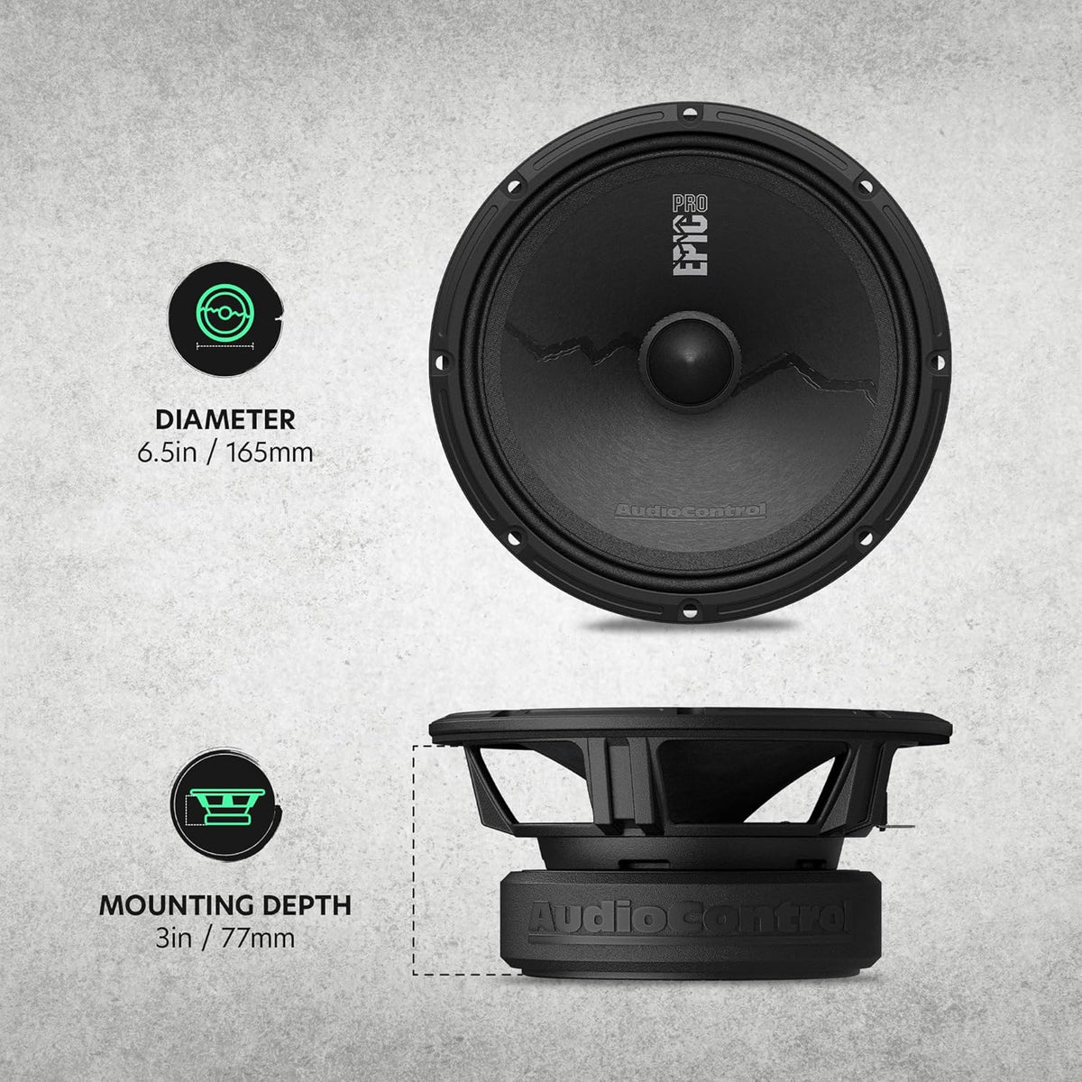 AudioControl EPICPRO6X Epic PRO 6.5” Midrange Car Speakers Set (Pair), 300W Max, 4 Ohm, Rear or Front Door Speakers for Truck or Car Audio System, Pro Audio High SPL Component Speakers