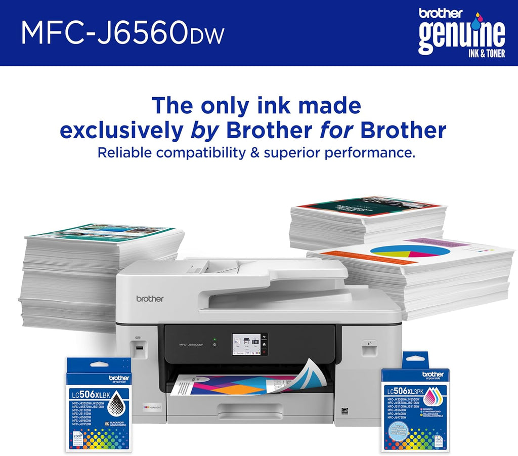 Brother INKvestment 6560 Wireless Color Inkjet All-in-One Printer with 11”x17” Capabilities and 2.7” Color Touchscreen | Includes Refresh Subscription Trial(1) (MFC-J6560DW)