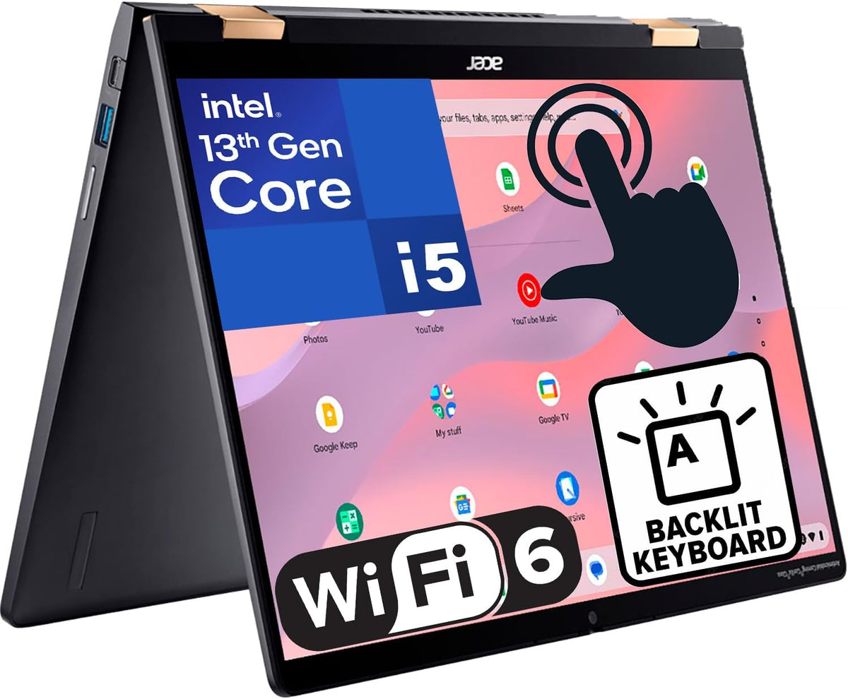 Acer Chromebook Spin 714 14" WUXGA Touchscreen 2-in-1 Laptop, 13th Gen Intel 10-Core i5-1335U (Beat i7-1270P), 8GB LPDDR4X RAM, 256GB PCIe SSD, WiFi 6E, Bluetooth 5.2, Backlit Keyboard, Chrome OS