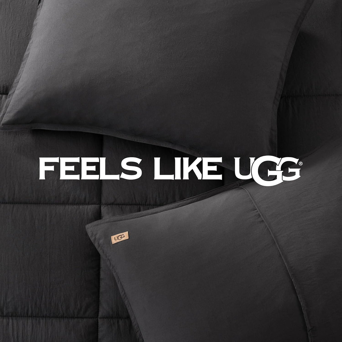 UGG Leonora Comforter Set with 2 Pillow Shams Lightweight Down Alternative Blanket Reversible Cozy Warm All Season Washable and Hypoallergenic Bedding Set, Full/Queen, Charcoal Grey
