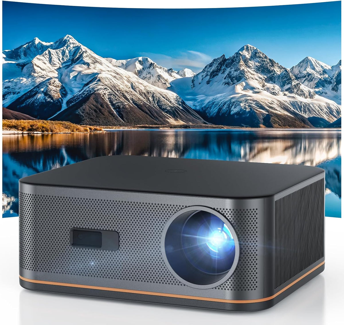 2000 ANSI 4K Decoding Projector with WiFi and Bluetooth, HAPPRUN Movie Home Theater with Auto Focus, 300'' Display for Indoor/Outdoor, Smart Proyector Compatible with Phone/TV Stick/PC/PS5