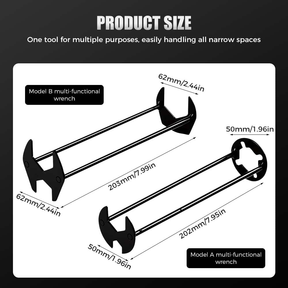 2 PCS Multifunctional Sink Wrench, 2026 Upgraded Sink Wrench Faucet Plumbing Tool, Basin Wrench Under Sink Faucet Wrench Tight Spaces Tools for Kitchen and Bathroom