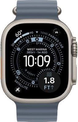 Apple Watch Ultra 3 GPS + Cellular, 49mm Natural Titanium Case with Anchor Blue Ocean Band (Renewed)