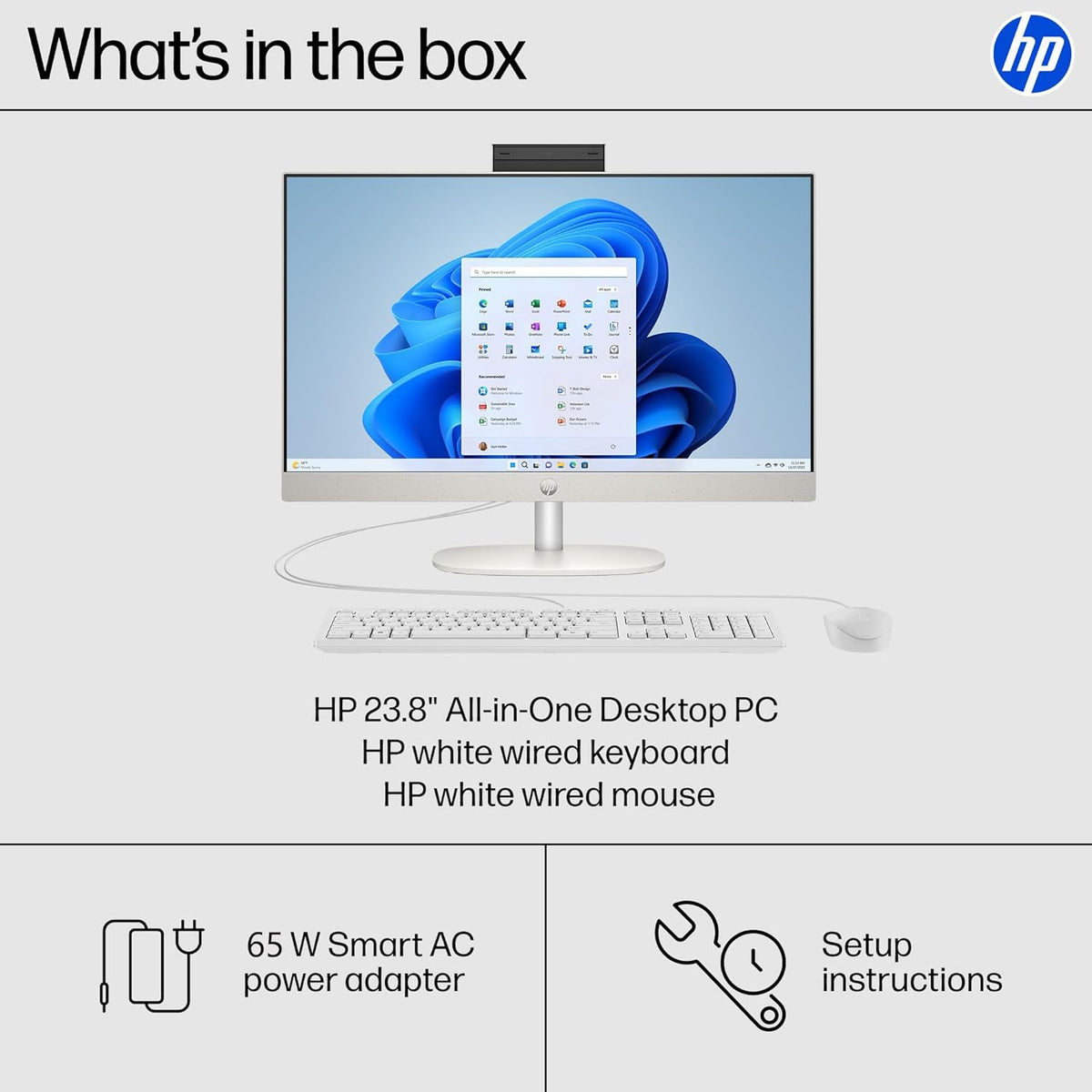 HP 24 Touchscreen All-in-One Desktop Computer for Home School and Office, 16GB DDR4 RAM, 512GB PCIe SSD, Intel Processor, 23.8" FHD, WiFi 6, Bluetooth 5.3, Business AIO, White