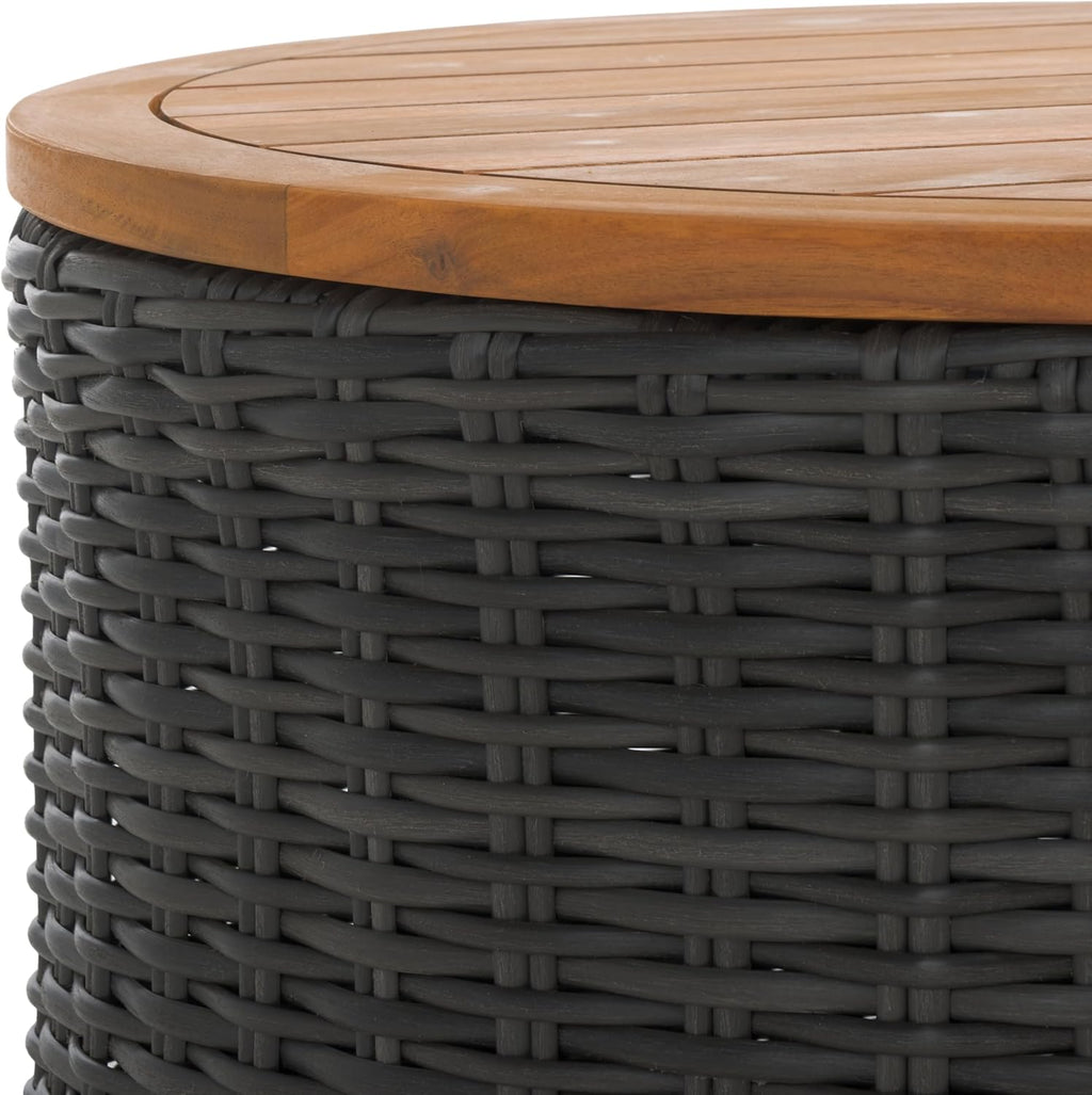 SAFAVIEH Couture Collection Anguilla Dark Grey Faux Wicker Indoor/Outdoor Storage Coffee Table (Fully Assembled)