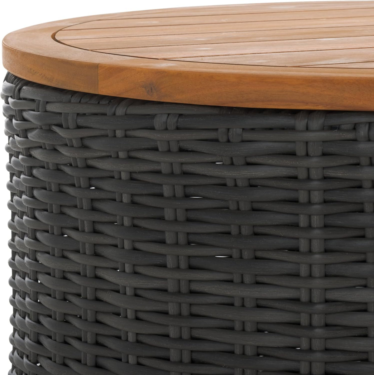 SAFAVIEH Couture Collection Anguilla Dark Grey Faux Wicker Indoor/Outdoor Storage Coffee Table (Fully Assembled)