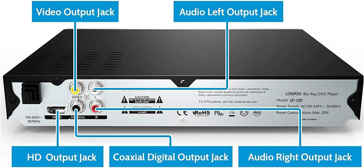Blu Ray DVD Player,Full HD Blu-ray Disc Player CD Players with Easy Hook Up and User Friendly, 1080P Home Theater DVD Player with HDMI Output, Support HDD and USB Playback
