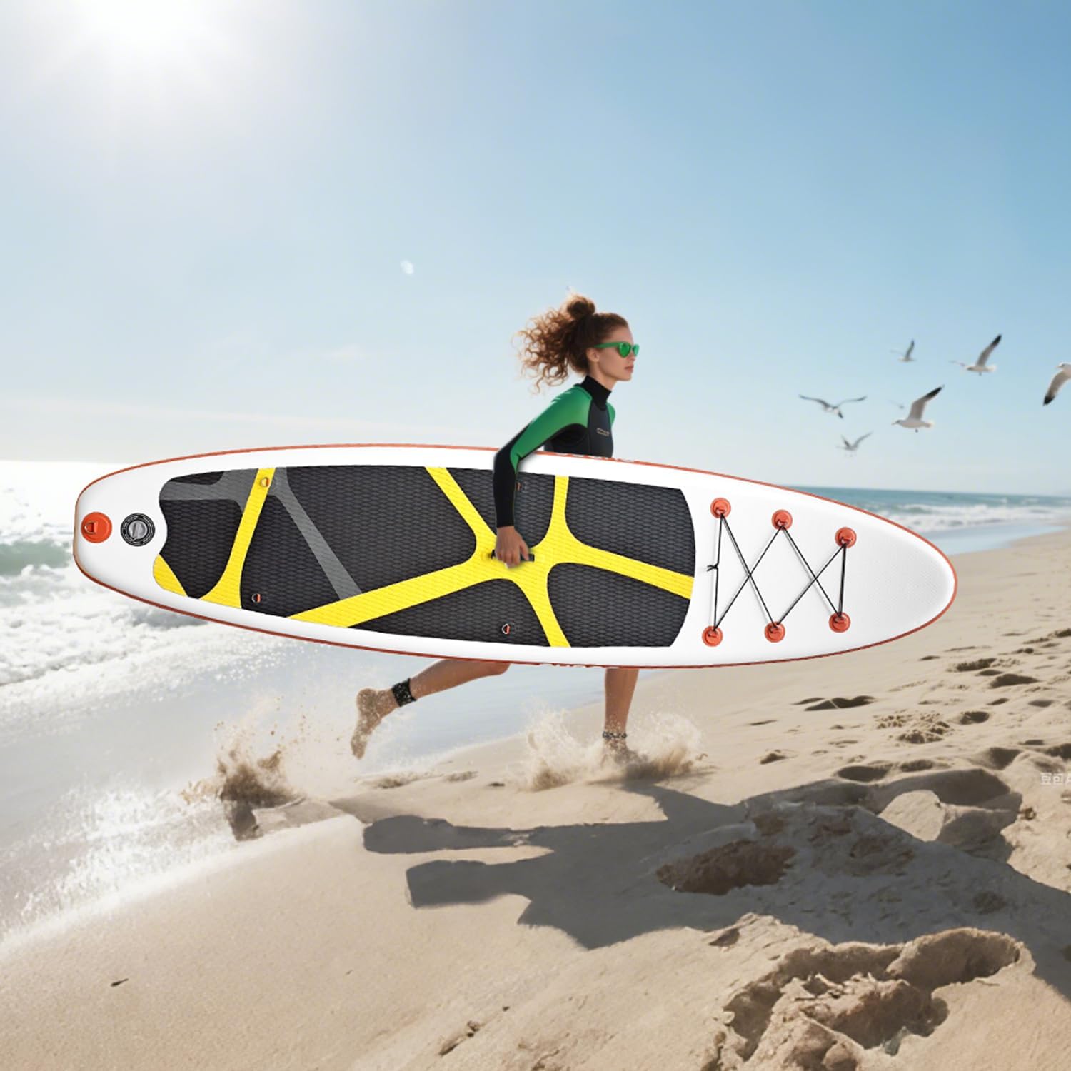 Inflatable Stand Up Paddle Board 10'x30'', Ultra-Light SUP Board with Backpack, Pump, Paddle, Coil Leash, 3 Fins, Repair Kit, Stable SUP with Non-Slip EVA Deck for Adults & Youth
