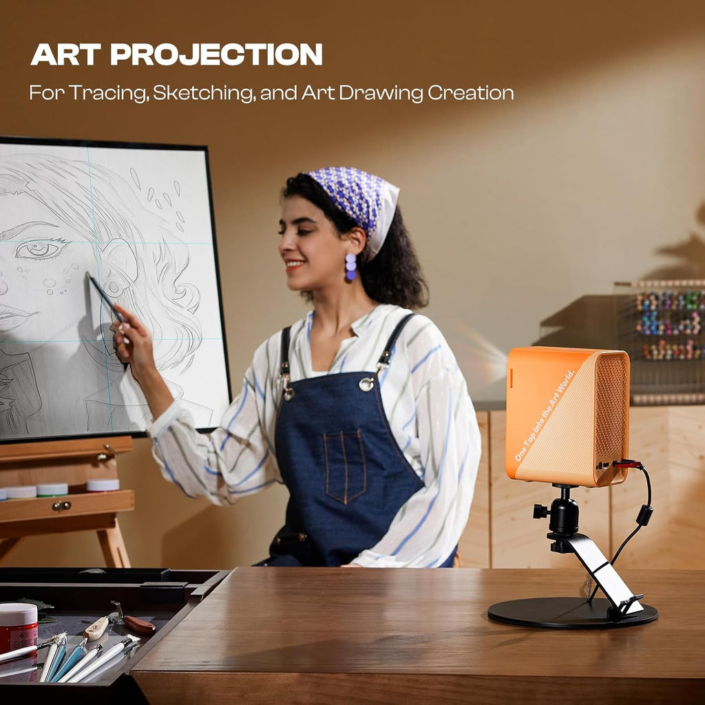 Caydo P1 Art Projector with Exclusive Drawing App for Artists, Portable Auto Focus & Keystone LED Projector for Drawing and Tracing, 4K Support, 100'' Display, Compatible with iOS/Android, Upgraded