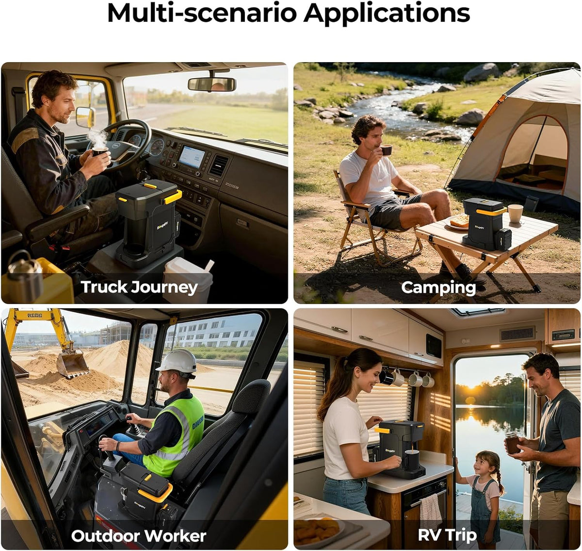 BougeRV Coffee Maker with 18V 8Ah Battery Powered Compatible with K Cup Coffee Pods & Ground Coffee, Portable Coffee Maker Cordless with AC/DC Power for Travel, Camping, Outdoor, Jobsite, RV, Home