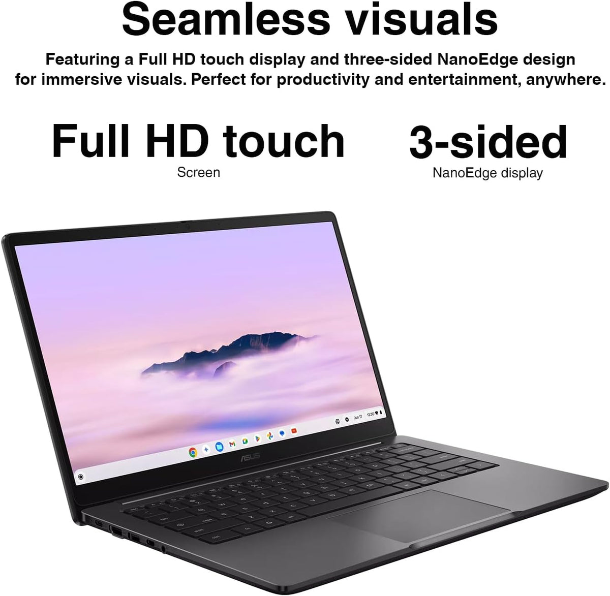 ASUS Chromebook Plus CX34 14.0" FHD Touchscreen 3-Sided NanoEdge Display (Intel i3-1315U, 8GB LPDDR5, 128GB SSD, Backlit KB, Wi-Fi 6E, HD Webcam, Chrome OS) - Ideal for Everyday Value Use (Renewed)