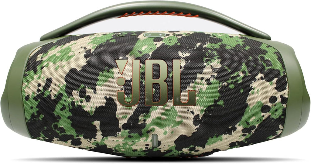 JBL Boombox 3 - Portable Bluetooth Speaker, IPX7 Waterproof, 24 Hours of Playtime (Squad) (JBLBOOMBOX3SQUADAM) + AUX Cable + USB-C Cable + Microfiber Cloth