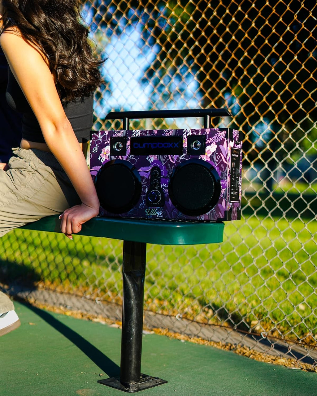Bumpboxx Bluetooth Boombox Ultra Plus | Retro Boombox with Bluetooth Speaker | Includes Rechargeable Lithium Battery, Carrying Strap & Mic | Easy to Carry | NYC Graffiti