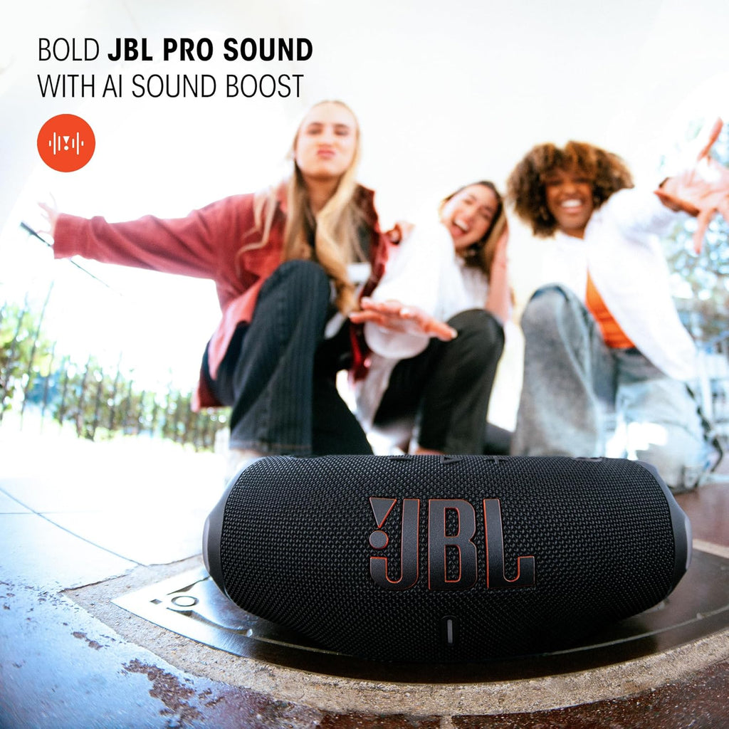 JBL Charge 6 - Portable Waterproof & Drop-Proof Bluetooth Speaker, Bold Pro Sound with AI Sound Boost (Blue) (Renewed)