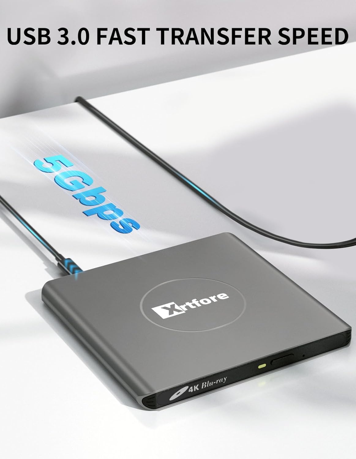 External 4k blu ray Drive,Aluminum 4k blu ray Burner with Carry Case,USB 3.0 uhd Player,DVD+/-RW External Optical Drive for MacBook Pro Windows Laptop