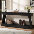 Tribesigns 70.9 Inch Long Console Table for Entryway, 2-Tier Farmhouse Entryway Table with Storage, Narrow Sofa Table Behind the Couch, Wood Accent Table for Hallway, Living Room, Foyer, Black