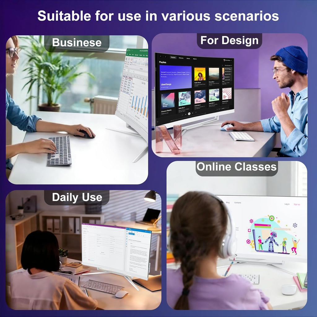 27 inch All-in-One Desktop Computer, Curved FHD Display, All-in-One PC 16GB DDR3 512GB ROM SSD Core i7 7700HQ, HDMI Bluetooth 5.0 Dual Band WiFi with Mouse and Wired Keyboard