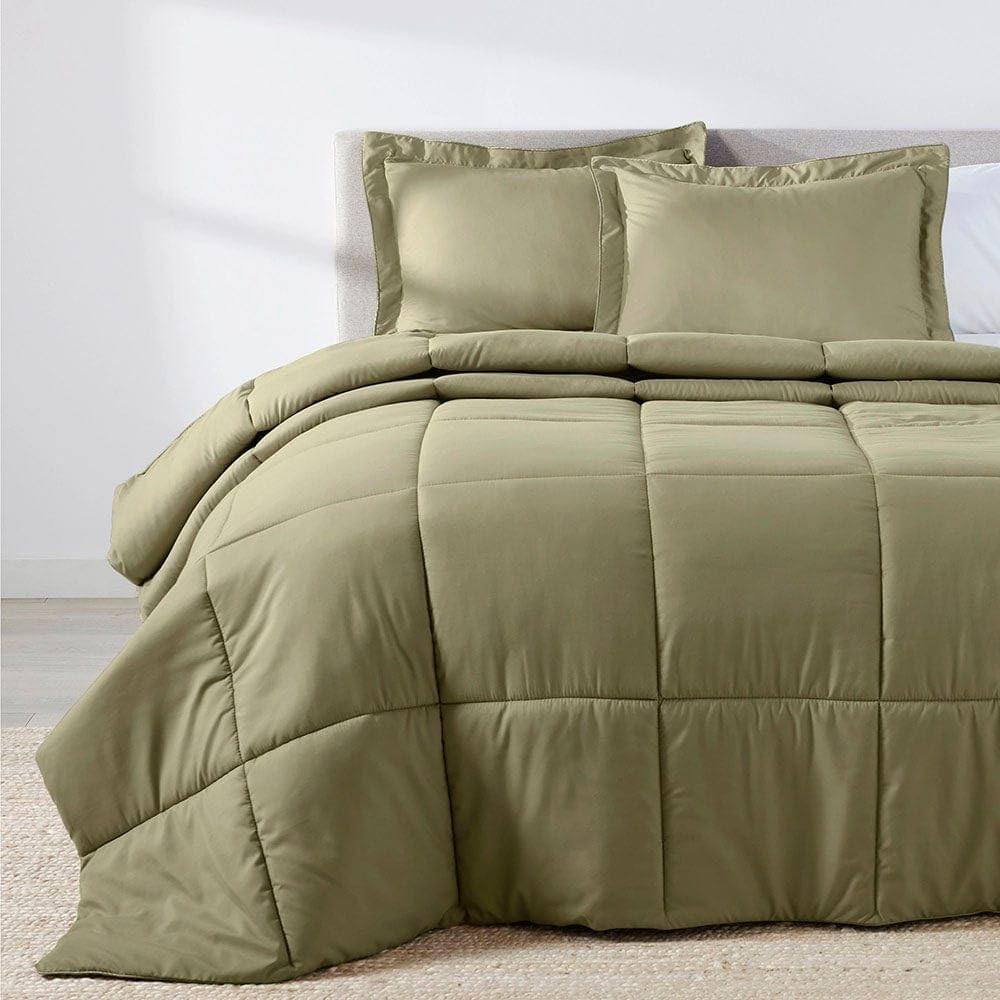 PeachSkinSheets Night Sweats: The Original 1500TC Soft Super King/Cal King Oversized Comforter Set Sage Green