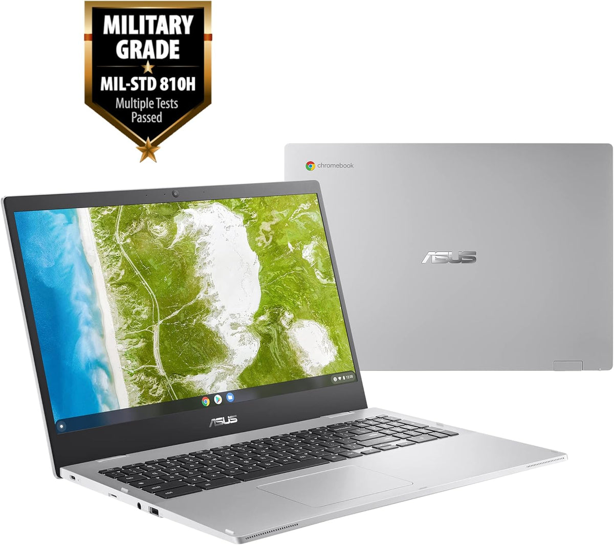 ASUS Chromebook CX1, 15.6" Full HD NanoEdge Display, Intel Celeron N4500 Processor, 64GB eMMC Storage, 4GB RAM, Chrome OS, Transparent Silver, CX1500CKA-DH44F