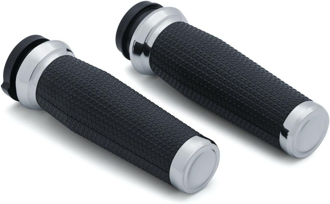 Kuryakyn 5942 Thresher Handlebar Grips for Throttle and Clutch, Electronic Throttle Control: 2008-19 Harley-Davidson Motorcycles, Chrome, 1 Pair