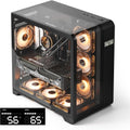 darkFlash ATX Mid-Tower PC Case with Screen, Three Side Glass, Curved Full View Dual Gaming PC Case, 4 PWM ARGB Fans Computer Case Pre-Installed, Type C, RTX 40 Compatible, Black(L280)