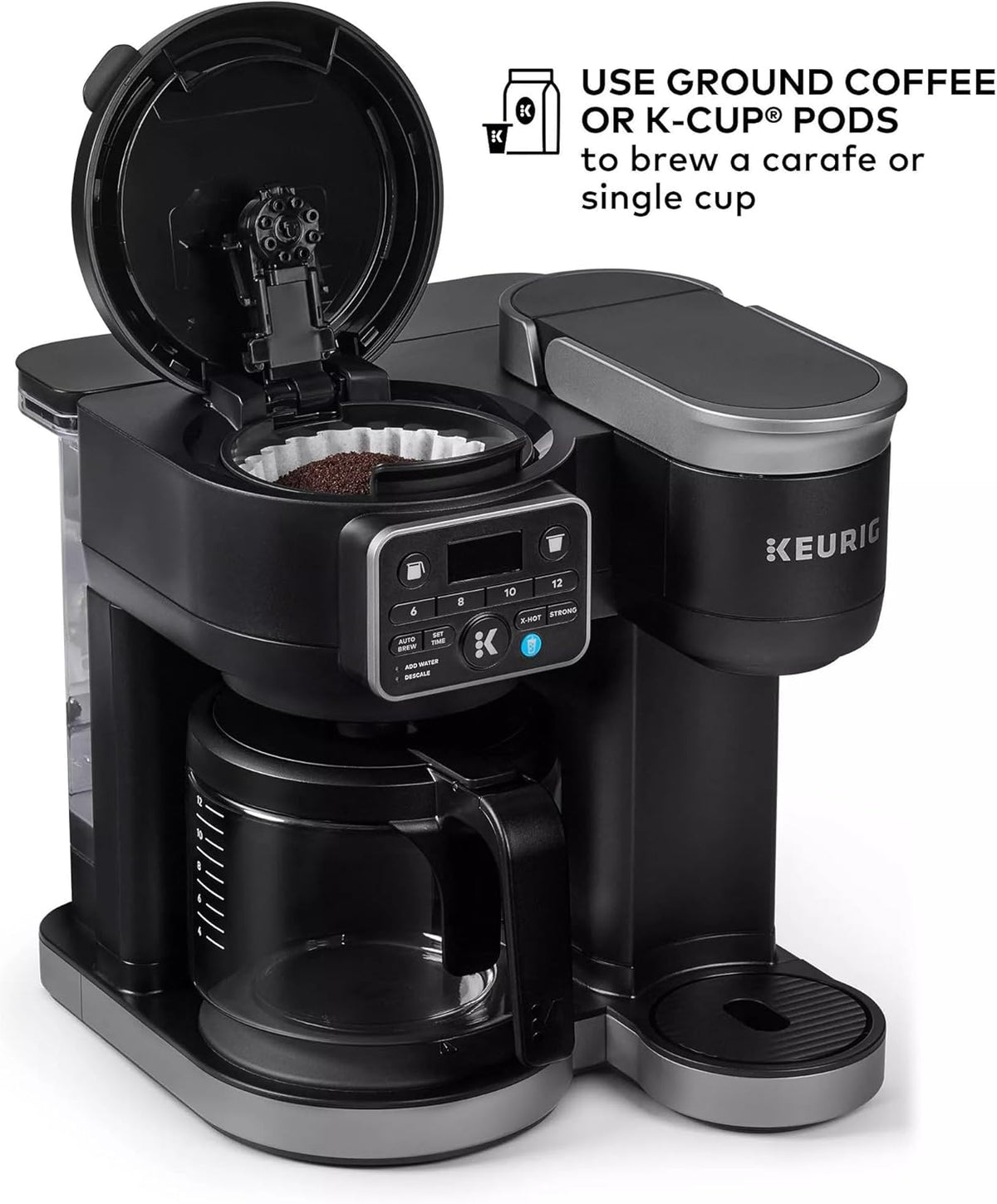 Keurig KD5600 K-Duo Hot & Iced Single Serve & Carafe Coffee Maker, 72oz Reservoir, MultiStream Technology (Gen 2), Black (Renewed)