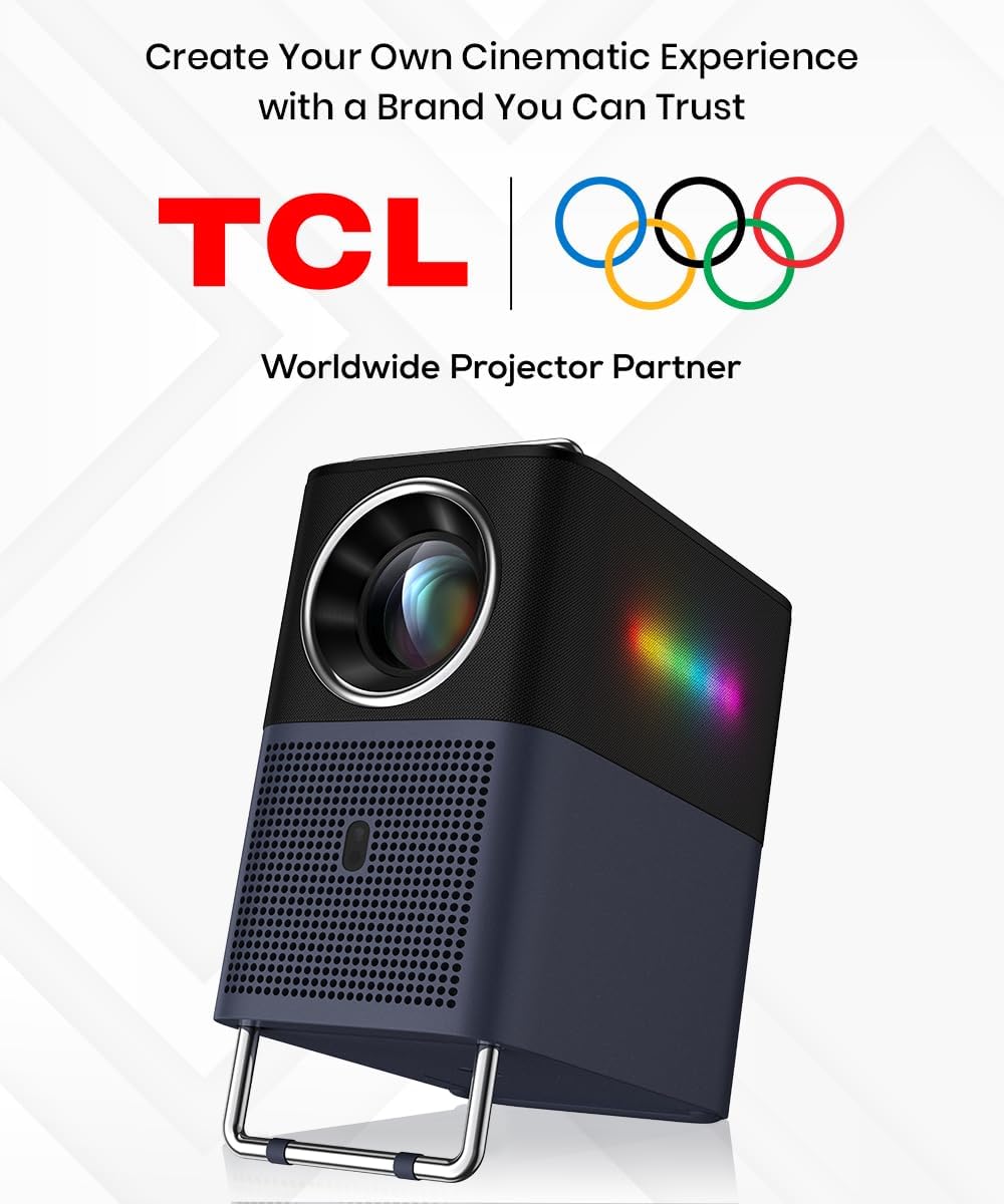 TCL A1 GTV Projector with Official Netflix Licensed, 1080P Portable Outdoor Movie Projector, 360 ISO Lumens, 4K Supported Bluetooth WiFi Projector, 120" Screen, Auto Focus, Dolby Digital, 16W Speaker