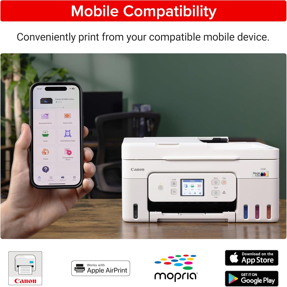 Canon Megatank G4280 All-in-One Wireless Supertank Megatank Printer | Print, Copy, Scan | Mobile Printing |2.7" LCD Color Touchscreen | Auto Document Feeder and Auto Duplex