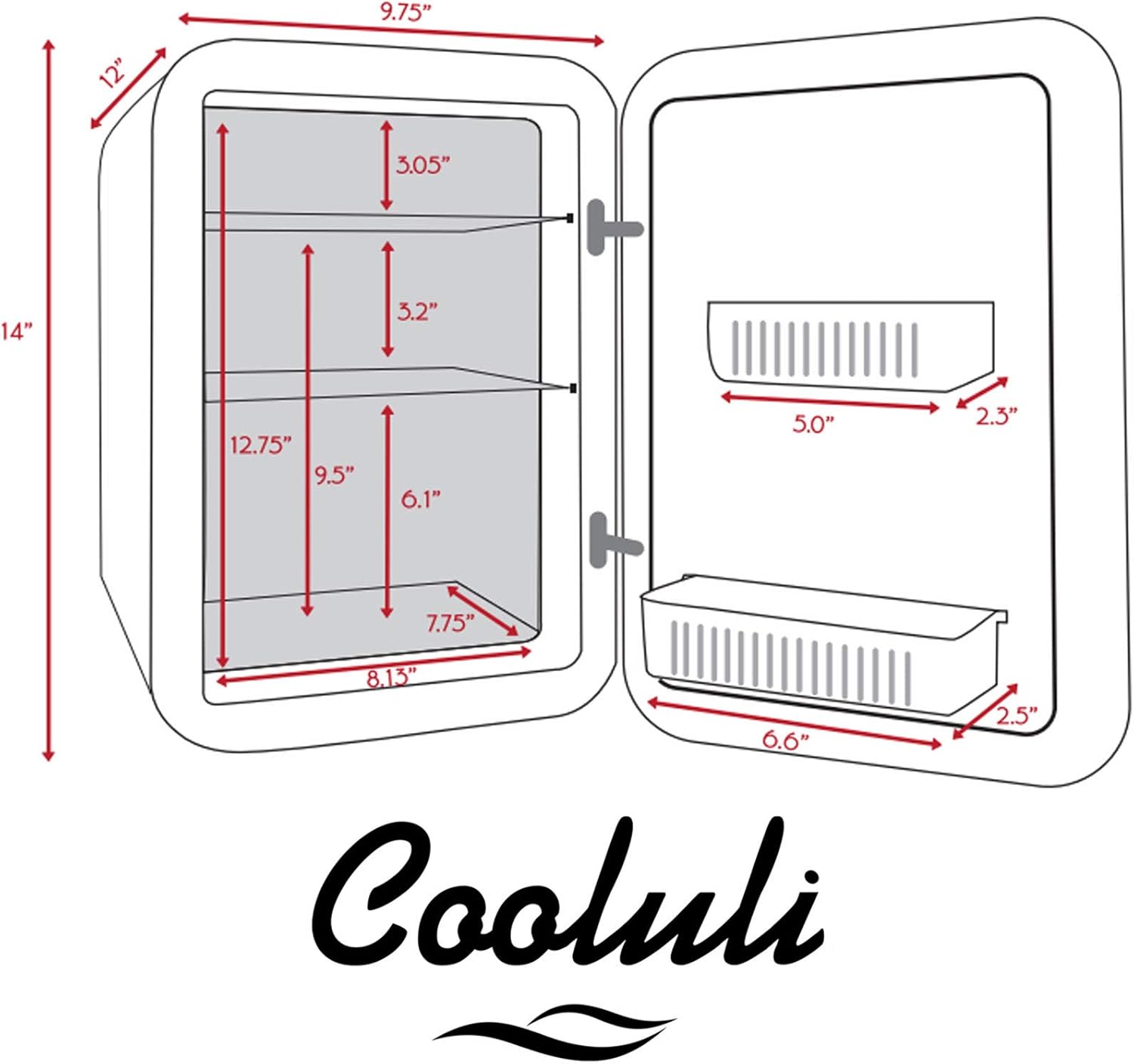 Cooluli 15L Mini Fridge for Bedroom - Car, Office Desk & College Dorm Room - 12V Portable Cooler & Warmer for Food, Drinks, Skincare, Beauty, Makeup & Cosmetics - AC/DC Small Refrigerator (Turquoise)
