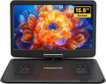 POFOTO 17.5” Portable DVD Player with 15.6” Large HD Screen, 6 Hours Rechargeable Battery, Dual Speakers, Region Free, Remote Control, Support Multi-Format Sync TV, USB/SD, Black