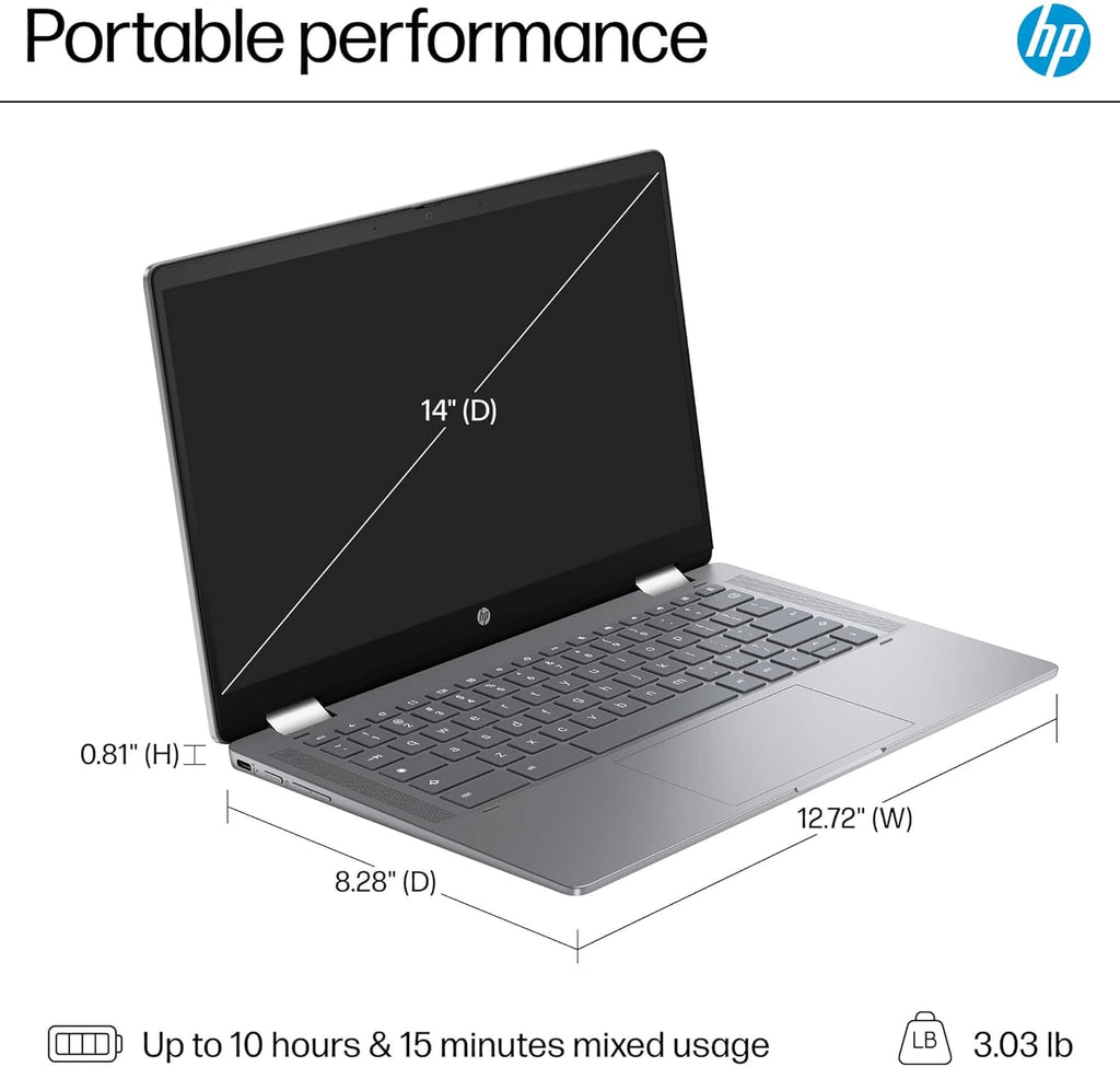 HP Chromebook Plus x360 14b 2 in 1 Laptop (14" FHD Touchscreen, Intel 8-Core i3-N305, 8GB RAM, 256GB UFS, Pen) for Home & Students, Backlit KB, IST Hub, 1080p Webcam, Wi-Fi 6E, Chrome OS w/Google AI