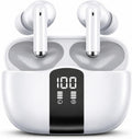 LEVO Wireless Earbuds, Hybrid Active Noise Cancellation, Bluetooth 5.3, Clear Call Microphones, USB-C Charging Case, White – Work from Home