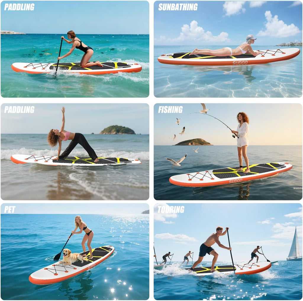 Inflatable Stand Up Paddle Board 10'x30'', Ultra-Light SUP Board with Backpack, Pump, Paddle, Coil Leash, 3 Fins, Repair Kit, Stable SUP with Non-Slip EVA Deck for Adults & Youth