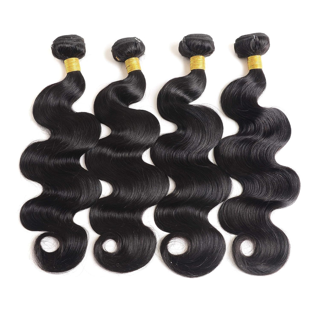 12A Body Wave Human Hair 4 Bundles 18 20 22 24 Inch 100% Remy Virgin Hair Weaves Extensions Body Wave Bundles Human Hair Soft And Silky Natural Black