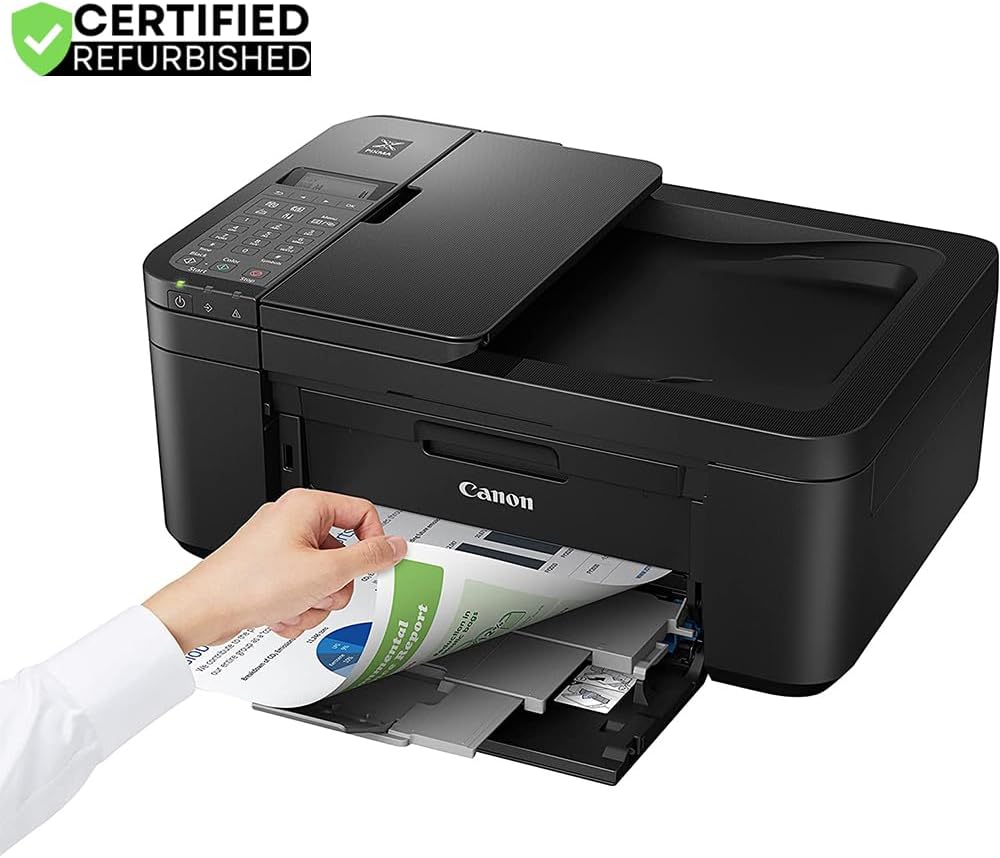 Canon PIXMA TR4720 All-in-One Wireless Printer with Auto Document Feeder, Mobile Printing, Copy, Fax & Scanner Black 5074C002 (Renewed) Bundle w/DGE USB Connection Cable +Small Business Software Kit