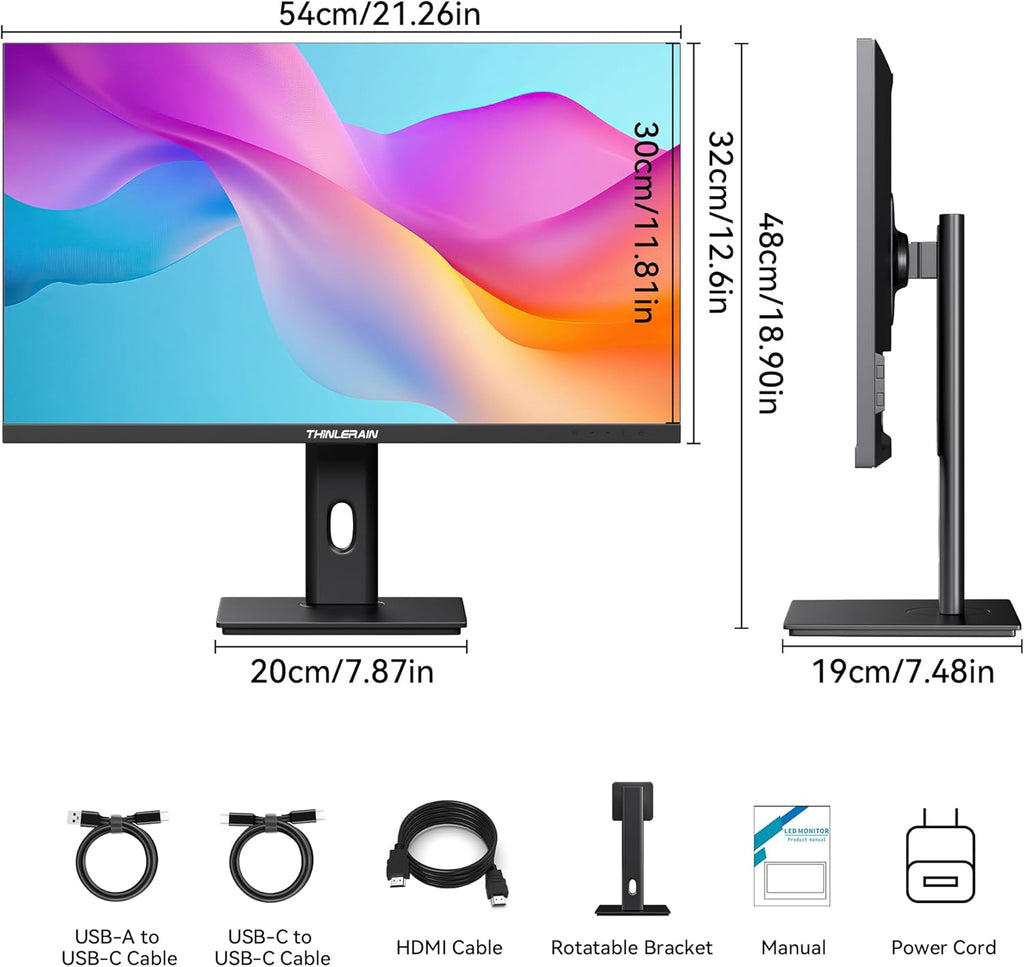 23.8 Inch Monitor with Pop-Up Webcam - 2K 2560 x 1440 IPS Computer Monitor, 100Hz Vertical Gaming PC Screen, Built-in 3MP Webcam & Microphone, HDMI, DisplayPort, Display for Office Home