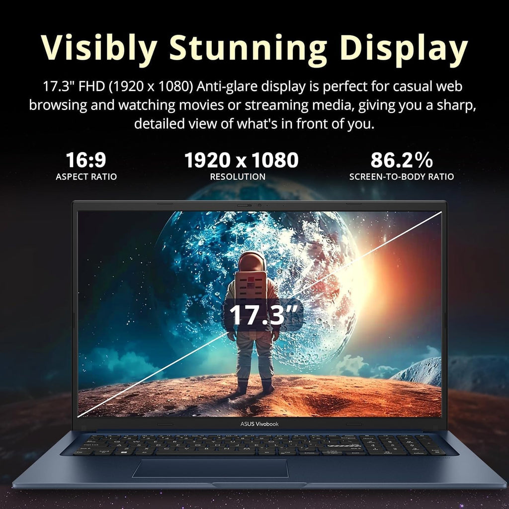 ASUS Vivobook 17.3 Chromebook Laptop For Student & Business, 8GB RAM, 128GB SSD, Intel 6-Core i3 Processor, FHD Anti-Glare IPS, Built for School and Work Game Apps Not Supported, WiFi-6, ChromeOS Flex