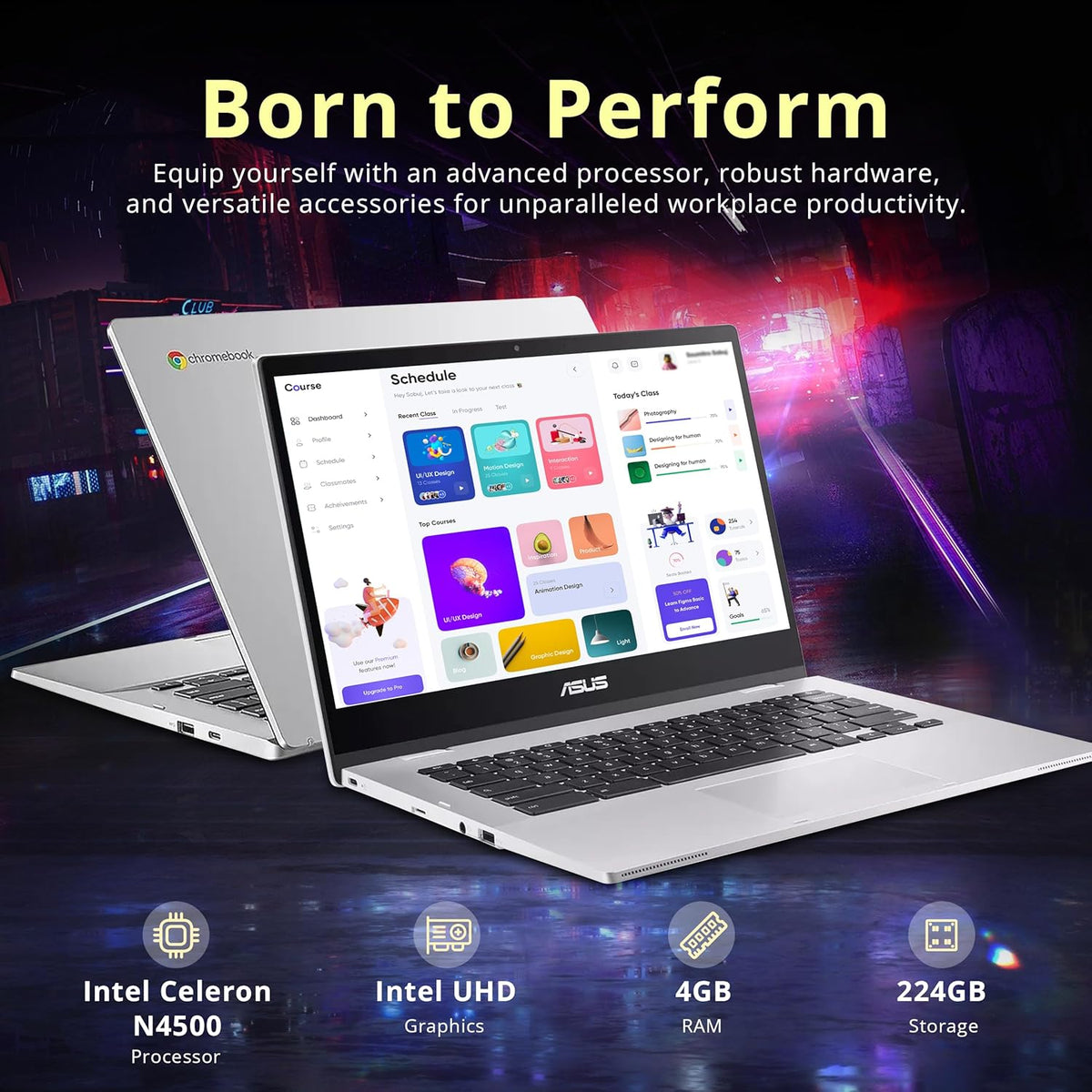 ASUS Chromebook CX1 14" FHD Laptop, Intel Celeron N4500, 4GB RAM, 224GB Storage (64GB eMMC+160GB Docking Station Set), Intel UHD Graphics, 720p Wecam, WiFi 6, Chrome OS, Silver