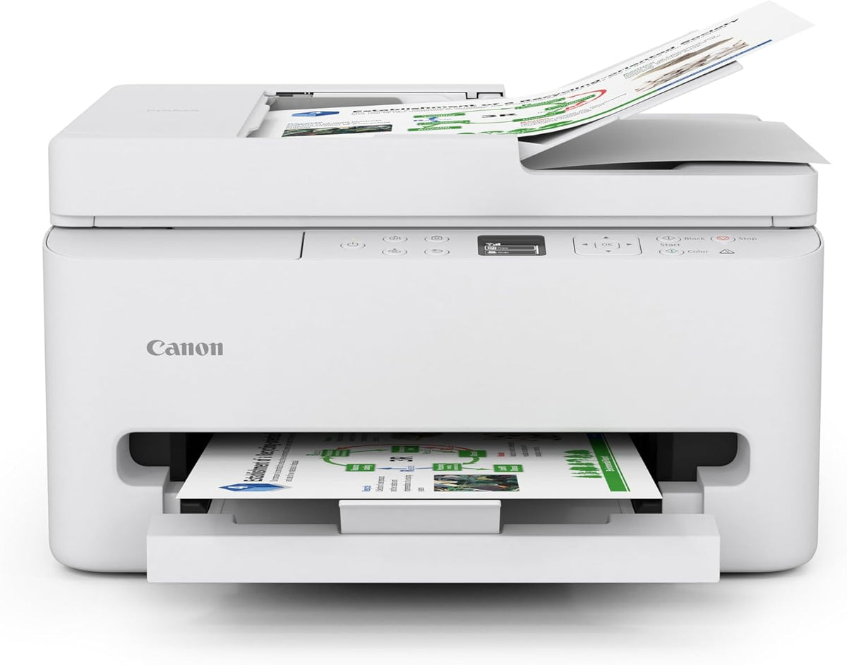 Canon PIXMA TR7120 Wireless Color Inkjet Printer for Duplex Printing, White – Home Printer with Copier/Scanner, Auto Document Feeder, Compact Design, Intuitive Control Panel