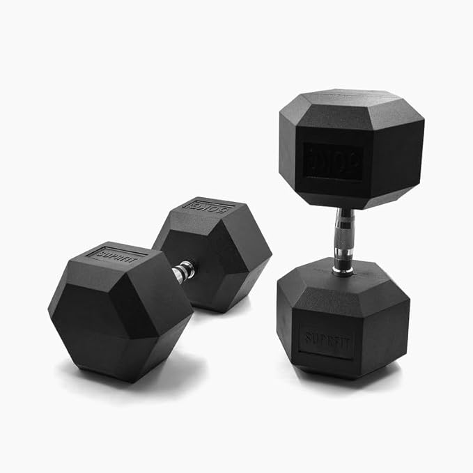 SUPRFIT Hexagon Kurzhanteln Paar: Gummierte Eisenkern Hanteln für Krafttraining ✨