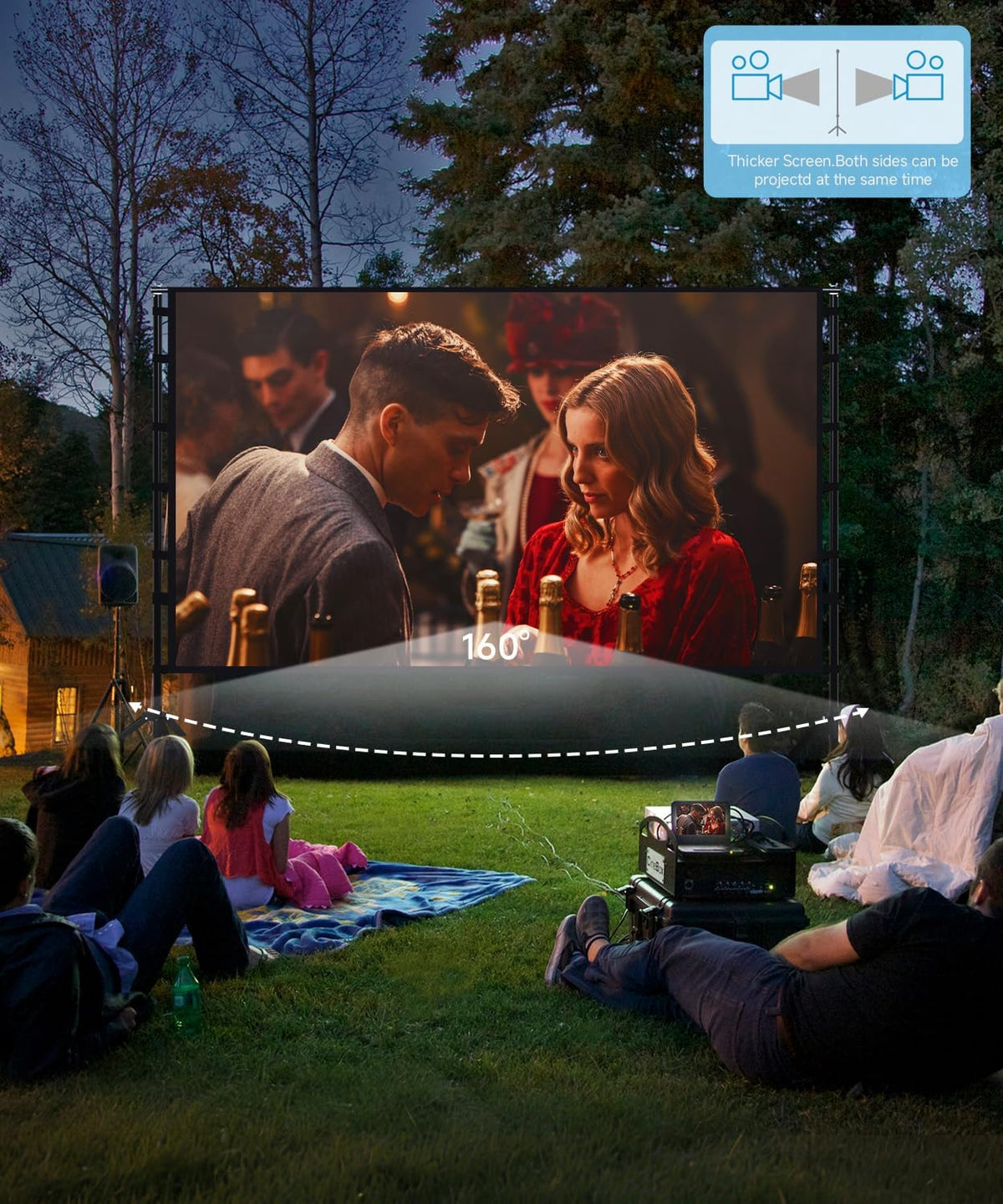 STWUI Projector Screen with Stand - 150 Inch Portable Projector Screens Outdoor Indoor Projector Screen 16:9 4K HD Outdoor Movie Screen with Carry Bag,Enjoy Home Theater Projection Screen