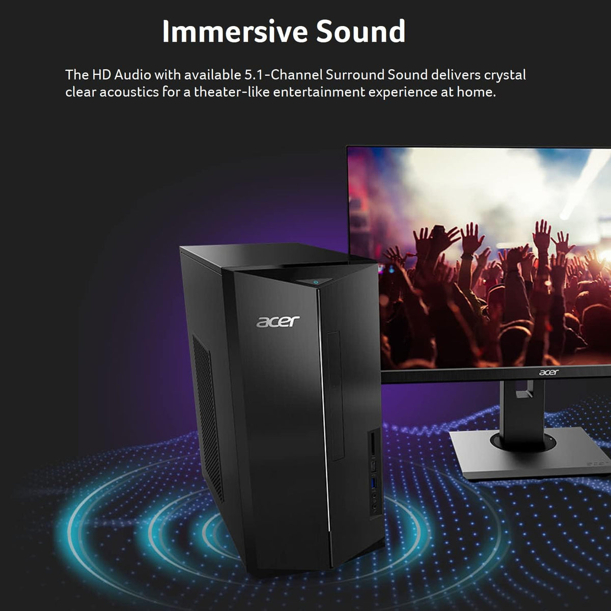 acer Aspire TC-1780-UR11 Desktop | 13th Gen Intel Core i5-13400 10-Core Processor | 16GB 3200MHz DDR4 | 512GB M.2 2280 PCIe Gen 4 SSD | SD Card Reader | Intel Wi-Fi 6E AX211 | Windows 11 Pro,Black